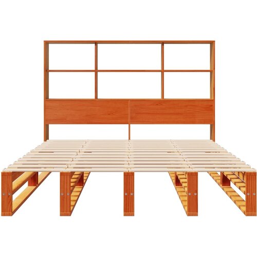  Krevet s regalom za knjige bez madraca 150x200 cm masivno drvo Bijela 150 x 200 cm Slike