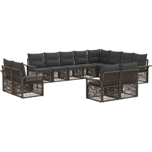 vidaXL Vrtna sedežna garnitura 12 pcs Siva in temno siva poli ratan, (5000269681) Cene