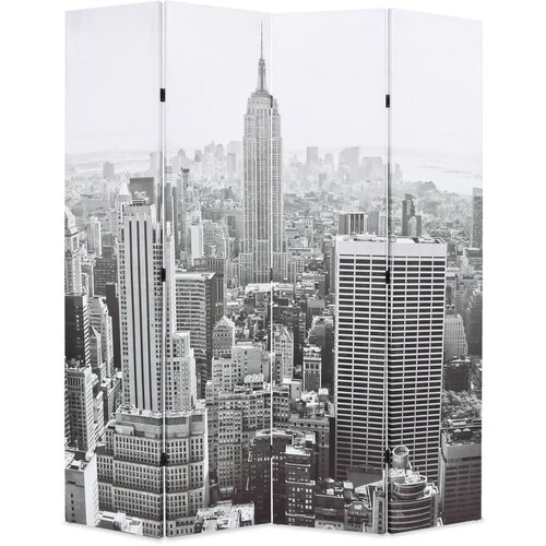 VidaXL Zložljiv paravan 160x170 cm New York podnevi črn in bel Slike