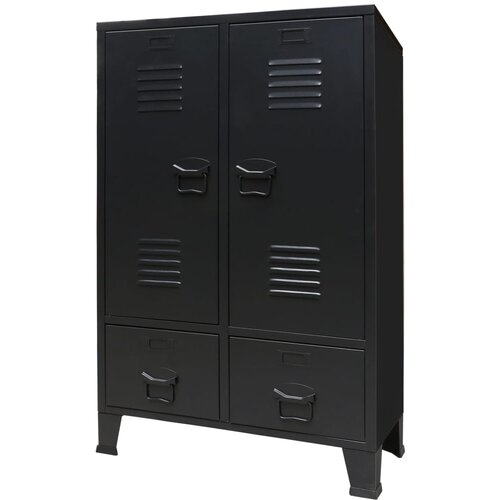  Kovinska omara v industrijskem stilu 67x35x107 cm črna Slike