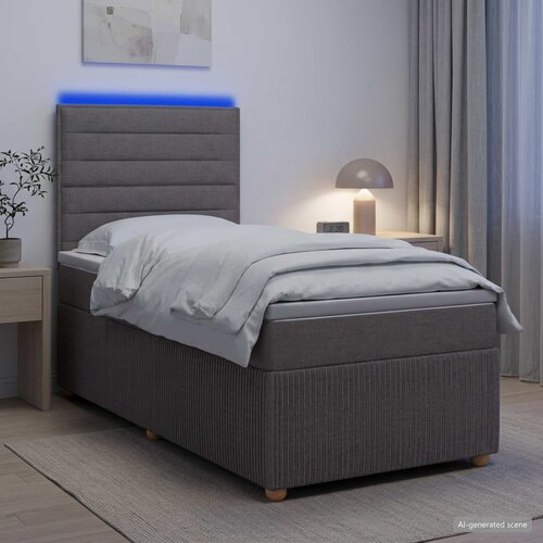  LED okvir za krevet s madracem Sivosmeđa 90 x 190 cm Tkanina Cene