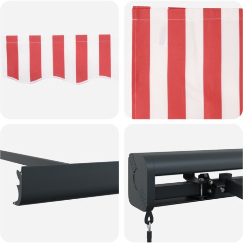 VidaXL Ručno Retraktilna Tenda Crvena i Bijela Pruga 300x250 cm Slike