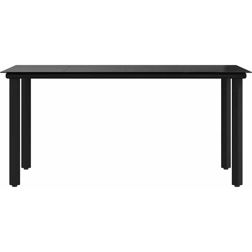  Vrtni blagovaonski stol crni 160x80x74 cm od čelika i stakla Slike