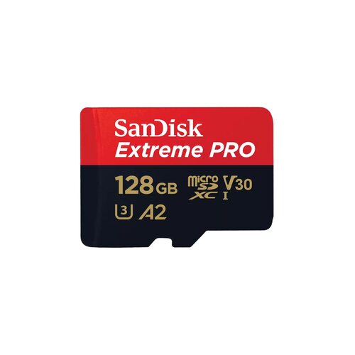Sandisk SDXC MICRO 128GB EXTREME PRO, 200/90MB/s, A2, UHS-I, C10, V30, U3, adapter SDSQXCD-128G-GN6MA Slike