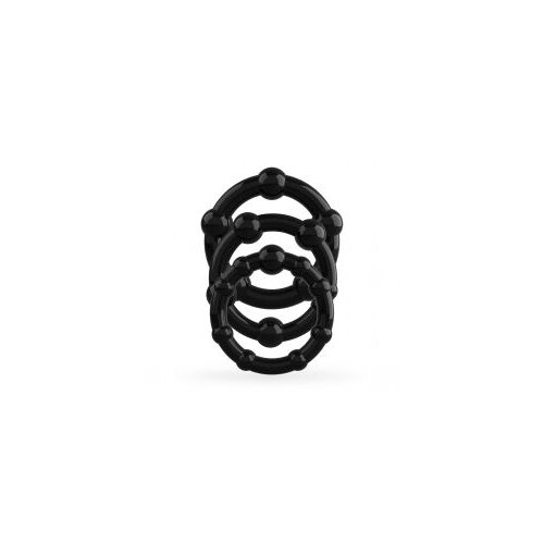 Crushious Komplet prstenova za penis - Triple Bead, crni Slike