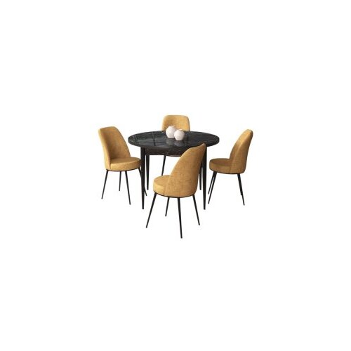 Hanah home tor - black marble, cappuccino black marblecappuccino dining table & chairs set (5 pieces) Cene