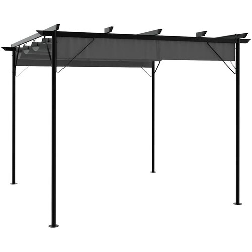  Pergola s pomičnim krovom antracit 3 x 3 m čelična 180 g/m&sup2; Cijene