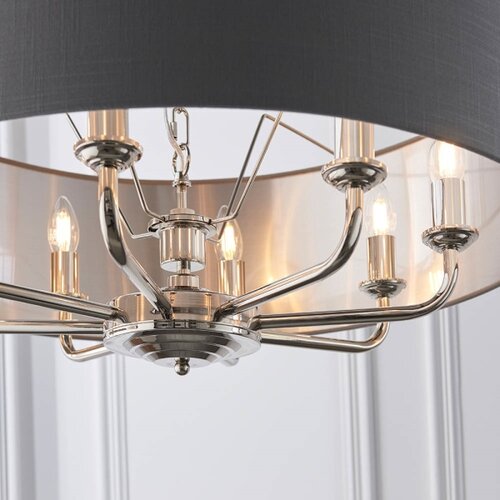  Endon 94415 - Luster na lancu HIGHCLERE 8xE14/40W/230V siva/sjajni hrom Slike