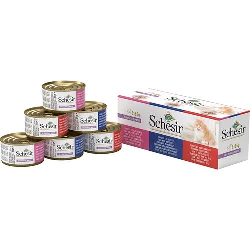 Schesir Poskusno pakiranje 6 x 70 g / 85 g - Mix III - Tuna Natural z rižem 3 vrste (6 x 85 g)