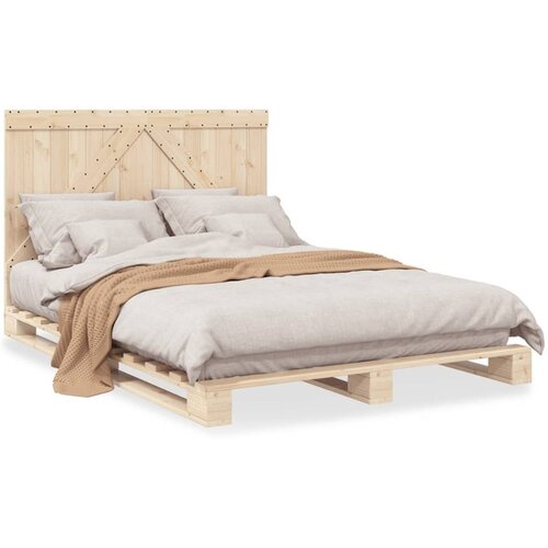 VidaXL Okvir za krevet s uzglavljem 140x200 cm od masivne borovine Slike