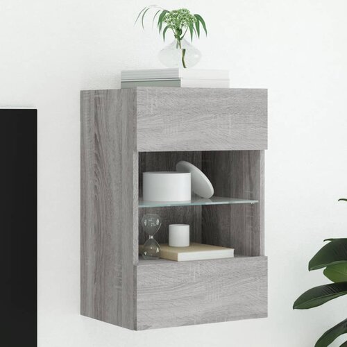 VidaXL Zidni TV ormarić s LED svjetlima siva boja hrasta 40x30x60 5 cm Slike