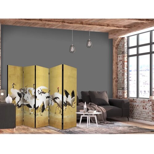  Paravan - Japanese cranes - a flock of birds against a golden background based on a painting by Ishida Yūtei 225x172 Cene
