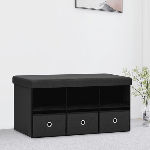 VidaXL Sklopiva klupa za pohranu crna 76x38x38 cm od umjetnog platna Slike