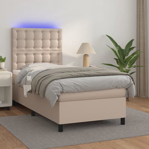  box spring i madrac LED cappuccino 80x200cm umjetna koža Cijene