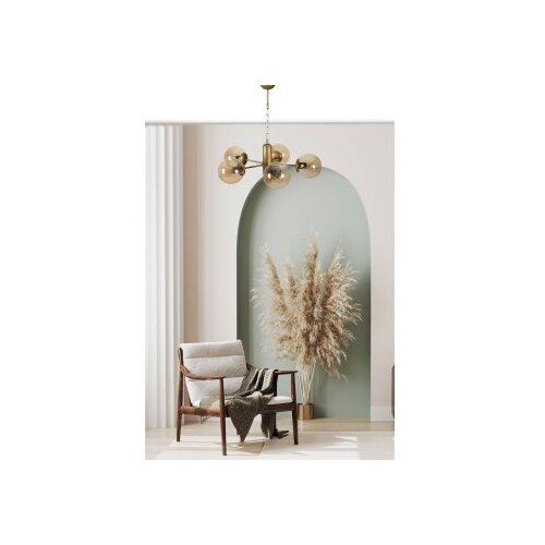 Opviq Bankok 5 Li Eskitme Bal Camlı Avize AmberGold Chandelier Cene