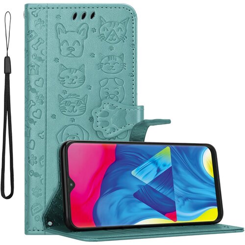 Cadorabo Samsung Galaxy A10/M10 v ble&scaron;čeča zelena - Simpatični psi in mačke, za&scaron;čitni ovitek s funkcijo stojala in režami za kartice, (20557813) Cene