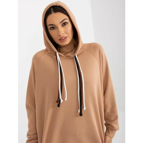 Fashion Hunters Camel cotton oversized hoodie