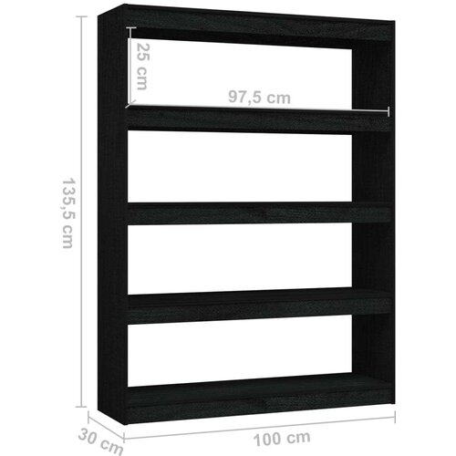 vidaXL knjižna omara za razdelitev prostora črna 100x30x135,5 cm Cene