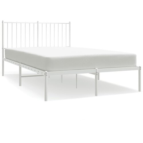  Metalni okvir za krevet s uzglavljem bijeli 120 x 190 cm Slike