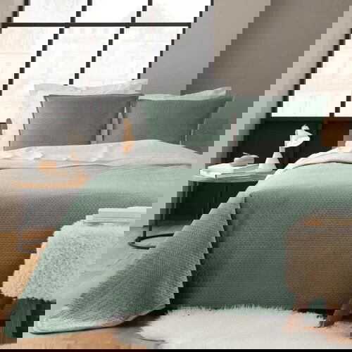 Douceur d int&amp;eacute;rieur Zelen komplet pregrinjala in prevleke za vzglavnik iz sherpa flisa 220x240 cm Mylene &amp;ndash; Slike
