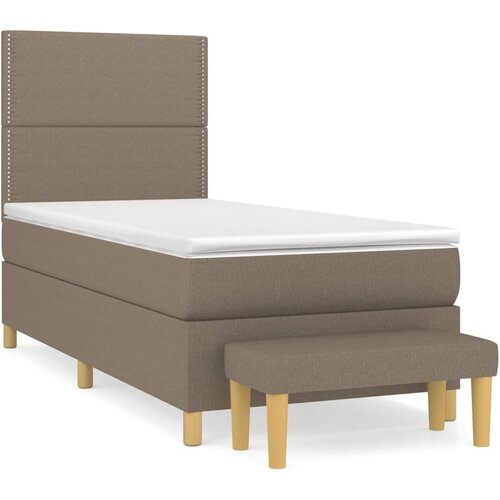 VidaXL Krevet s oprugama i madracem smeđesivi 90x200 cm od tkanine Slike