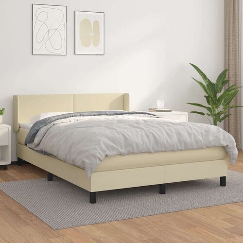  Boxspring - Krevet s oprugama i madracem krem 140 x 190 cm od umjetne kože - Krema 140 x 190 cm Gladak dizajn Cene