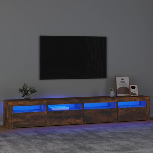 TV ormarić s LED svjetlima boja dimljenog hrasta 240x35x40 cm Cene