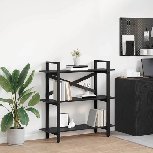 VidaXL Polica Crni hrast 100 x 33,5 x 102 cm Konstruirano drvo Slike