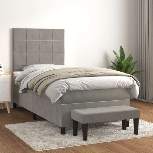 Box spring krevet s madracem svjetlosivi 90x190 cm bar&amp;scaron;unasti Slike