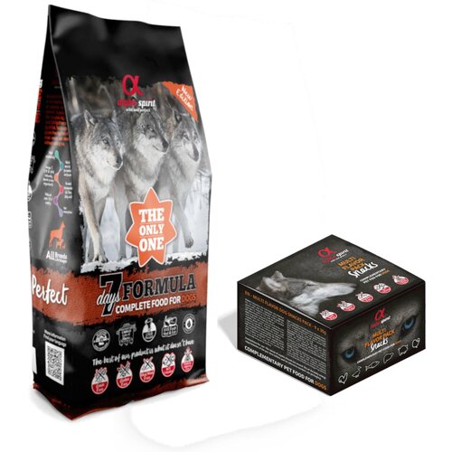 Alpha Spirit suha pasja hrana 12 kg + prigrizki 9 x 35 g gratis! - 7 Days 12 kg + prigrizki mešano pakiranje 9 x 35 g Cene