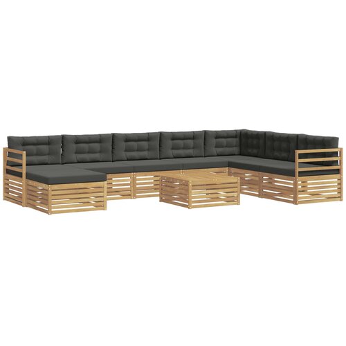vidaXL Zunanja garnitura za sedenje 9 pcs Bela in antracit Poliester, (5000280545) Cene