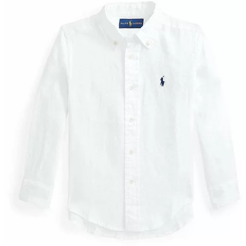 Polo Ralph Lauren Otroška lanena srajca bela barva