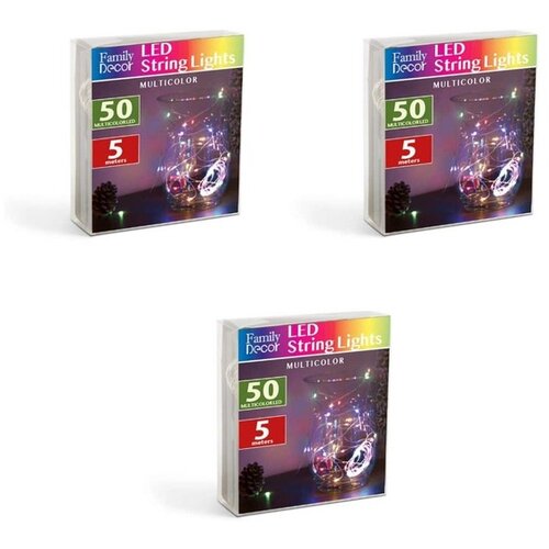 Family Christmas 3x 50 LED 5m božično - novoletne micro LED lučke na baterije 3 x AA večbarvne Slike