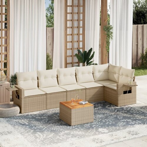 vidaXL 7-dijelni set vrtnih sofa od poliratana s jastucima bež Cijene