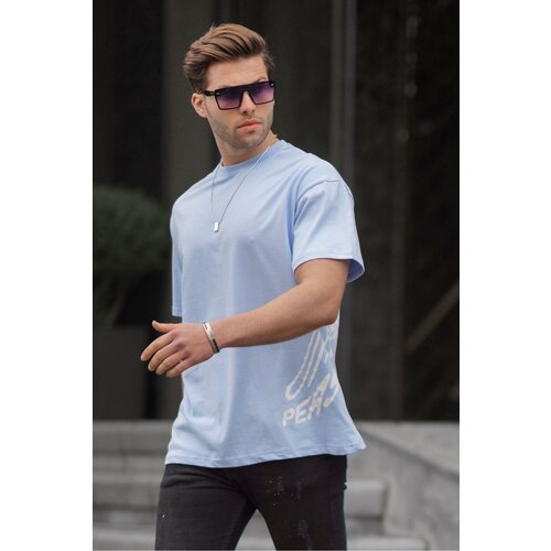 Madmext Baby Blue Patterned Men's T-Shirt 6178 Cene