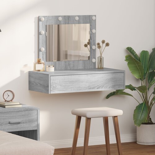 VidaXL Sivi Sonoma Drvo od čestica 83 x 40 x 70 cm Ogledalo Slike