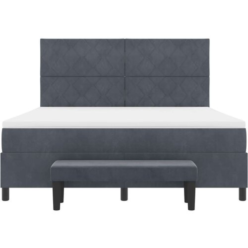Box Spring krevet s madracem i klupom tamno siva 180x200 cm od bar&amp;scaron;una Slike