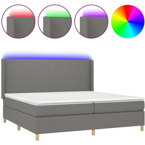 Maison Chic Box spring postelja - Vzmetna postelja z vzmetnico LED temno siva 200x200 cm blago SL2553, (21903599) Cene