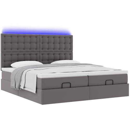  Otomanski krevet s madracima i LED sivi 180x200 cm umjetna koža Slike