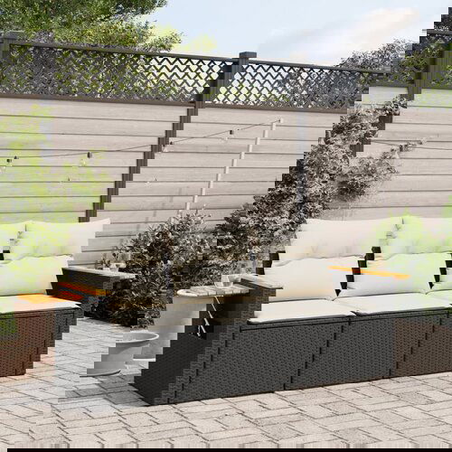 vidaXL Vrtna sedežna garnitura 3-delna z blazinami črn poli ratan Cene