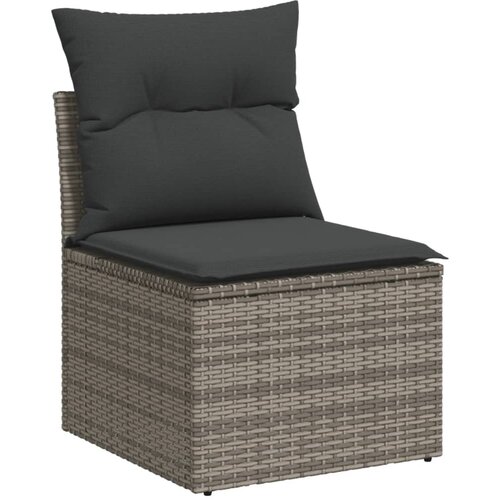  11-dijelni set vrtnih sofa od poliratana s jastucima sivi Slike