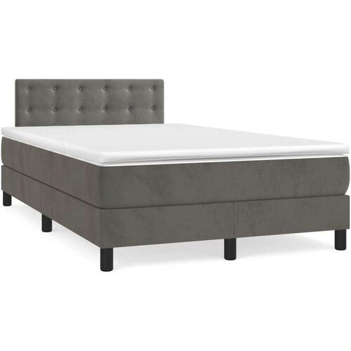 vidaXL Box spring postelja z vzmetnico temno siv 120x190 cm žamet Cene