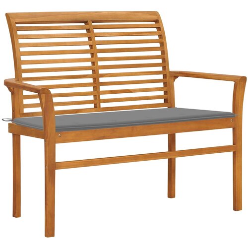 vidaXL vrtna klop s sivo blazino 112 cm trdna tikovina Cene