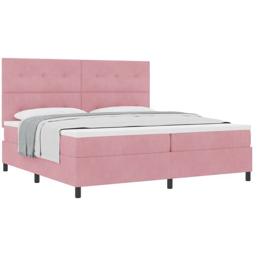 vidaXL Box Spring postelja z vzmetnico Roza 200x200 cm Žamet, (22052736) Cene