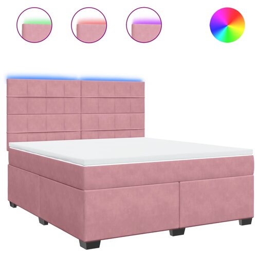 vidaXL Box spring postelja z vzmetnico roza 180x200 cm žamet, (21310297) Cene