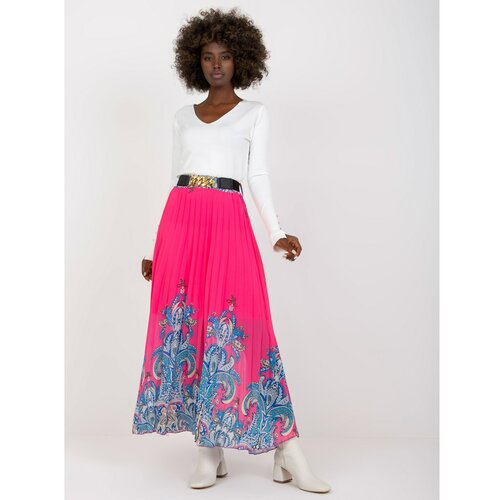 Fashion Hunters Pink maxi pleated skirt with a print Slike