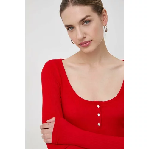 Guess Majica dugih rukava za žene, boja: crvena