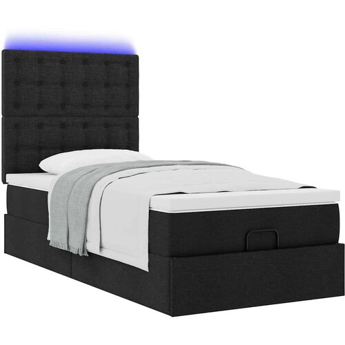 VidaXL Otomanski okvir kreveta s madraca crni 90x190cm od tkanine Slike
