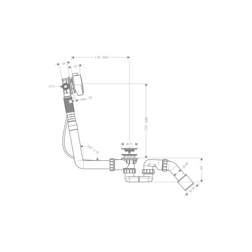 Hansgrohe Exafill S Chrome odlivno-prelivna garnitura i sifon za kade zatvorivi sa punjačem kade 58113000 Slike