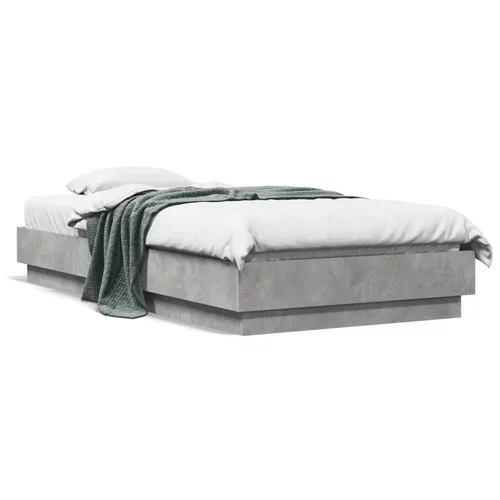  Okvir kreveta s LED svjetlima siva boja betona 90 x 190 cm